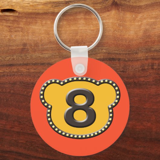 Bärenkopf Nummer 8 Schlüsselanhänger (Vorderseite)