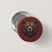 Bärenkopf Wilde Stammeskunst Pinback-Button Button (Vorne & Hinten)