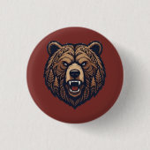Bärenkopf Wilde Stammeskunst Pinback-Button Button (Vorderseite)