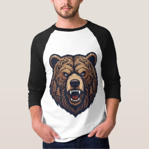 Bärenkopf Wilde Stammeskunst T-Shirt