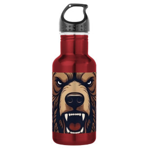 Bärenkopf Wilde Stammeskunst Wasserflasche