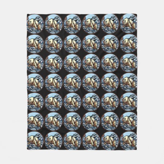 Bärenkunst Blanket Nationalkünstlerische Bärendeck Fleecedecke (Vorderseite)