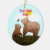 Bärenkuppe und Mutter mit Schmetterling Keramik Ornament (Links)