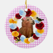 Bärenkuppe und Mutter mit Schmetterling Keramik Ornament (Hinten)