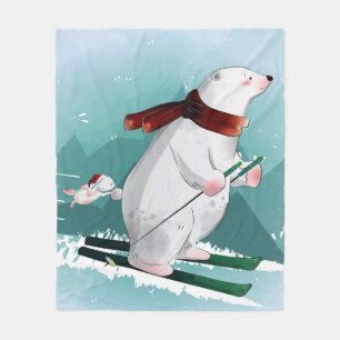 Bärenliebhaber   Eisbär Skifahren Funny Bear Niedl Fleecedecke