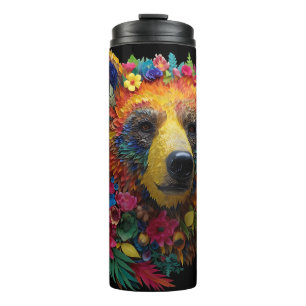 Bärenliebhaber Grizzlbraun Bären Jäger Camper Spaß Thermosbecher