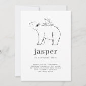 Bärenlinie Zeichne zum Geburtstag Einladung (Vorderseite)