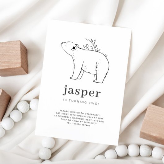 Bärenlinie Zeichne zum Geburtstag Einladung