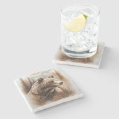 Bärenmarmor-Untersetzer Steinuntersetzer (Seitenansicht)