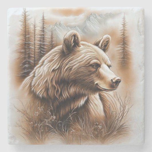 Bärenmarmor-Untersetzer Steinuntersetzer (Vorderseite)