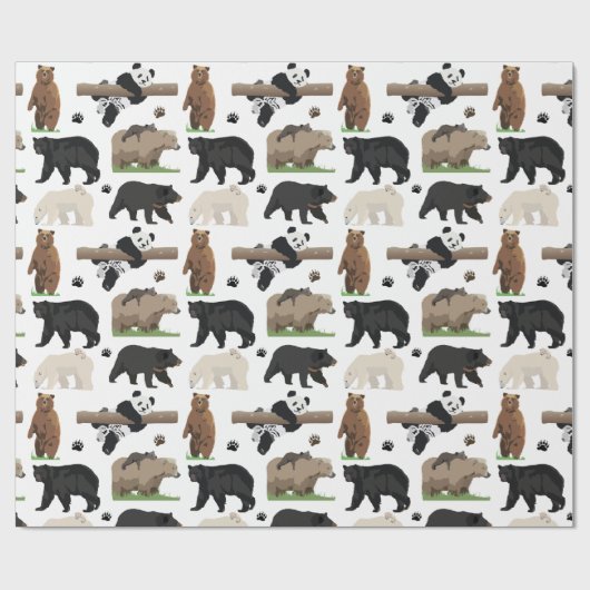 Bärenmuster Geschenkpapier (Flach)