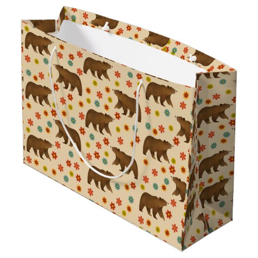 Bärenmuster Große Geschenktüte (Rückseite Schrägansicht)