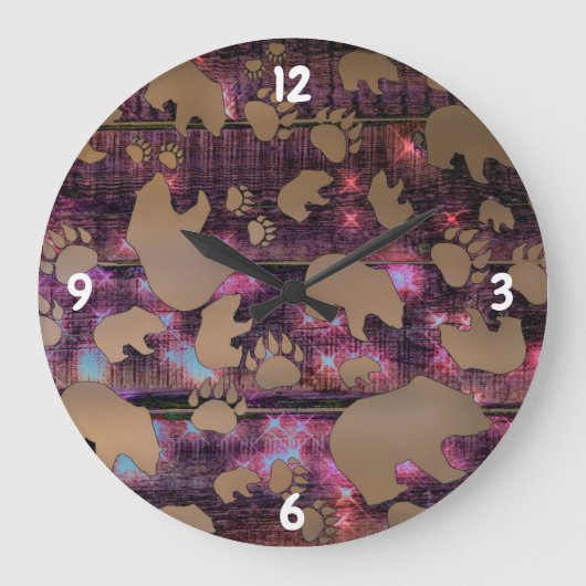 Bärenmuster Große Wanduhr (Vorderseite)