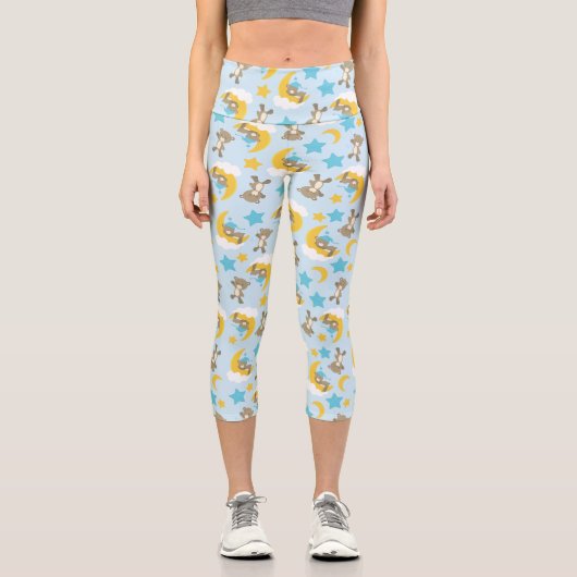 Bärenmuster, Niedliche Bären, Teddybären, Sterne Capri Leggings (Vorderseite)