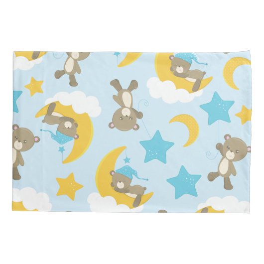 Bärenmuster, Niedliche Bären, Teddybären, Sterne Kissenbezug (Rückseite)