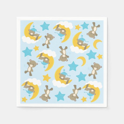Bärenmuster, Niedliche Bären, Teddybären, Sterne Serviette (Vorderseite)