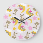 Bärenmuster, Teddybären, Niedliche Bären, Sterne Große Wanduhr (Vorderseite)