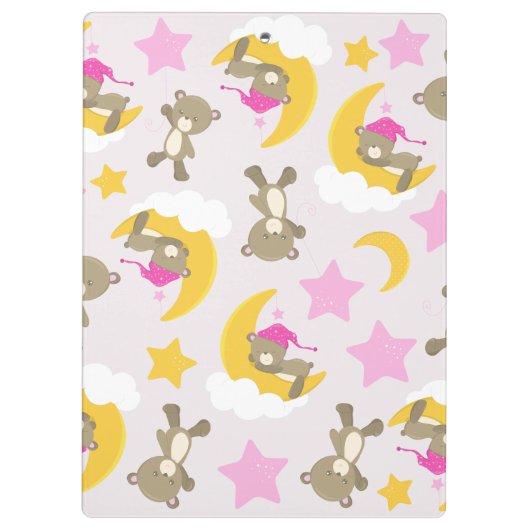 Bärenmuster, Teddybären, Niedliche Bären, Sterne Klemmbrett (Rückseite)
