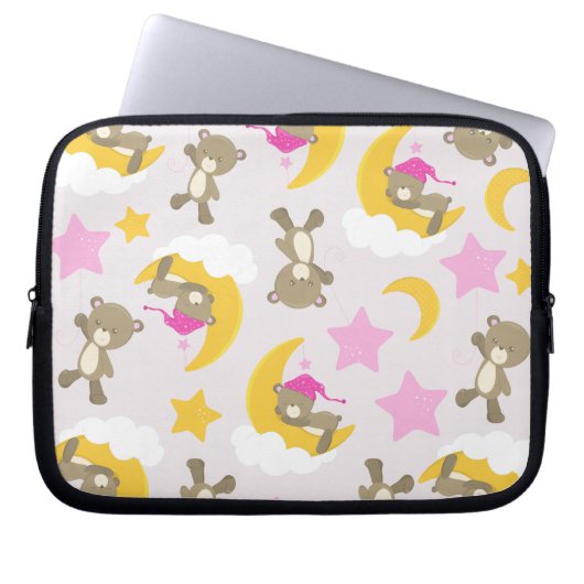 Bärenmuster, Teddybären, Niedliche Bären, Sterne Laptopschutzhülle (Vorderseite)