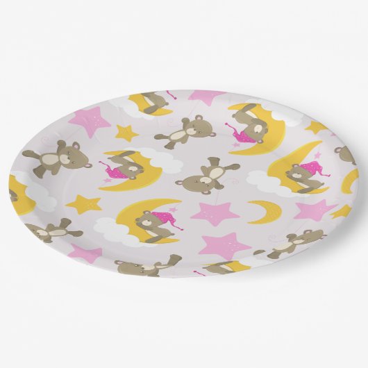 Bärenmuster, Teddybären, Niedliche Bären, Sterne Pappteller (Schrägansicht)