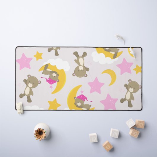 Bärenmuster, Teddybären, Niedliche Bären, Sterne Schreibtischunterlage (Kindertisch)