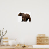 Bärenmutter Baby Cub Doppelexposition Poster (Küche)