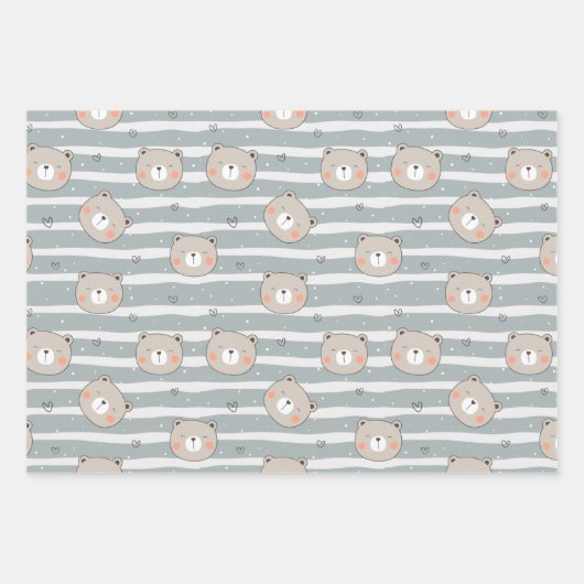 Bärennahtlose Muster Background Babydusche Geschenkpapier Set (Vorderseite 3)