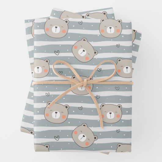 Bärennahtlose Muster Background Babydusche Geschenkpapier Set (Beispiel)