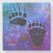 Bärenpaws auf Blue - Marmor-Untersetzer Steinuntersetzer (Vorderseite)