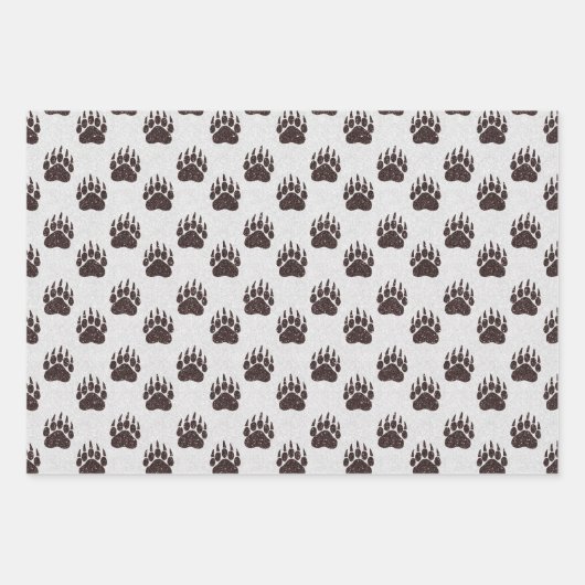 Bärenpfähle, Twigs, Berries, Brauner Glitzer W Geschenkpapier Set (Vorderseite 3)