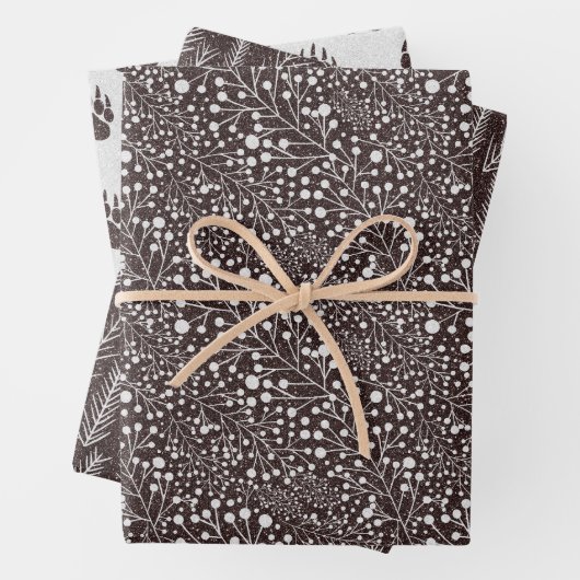 Bärenpfähle, Twigs, Berries, Brauner Glitzer W Geschenkpapier Set (Beispiel)