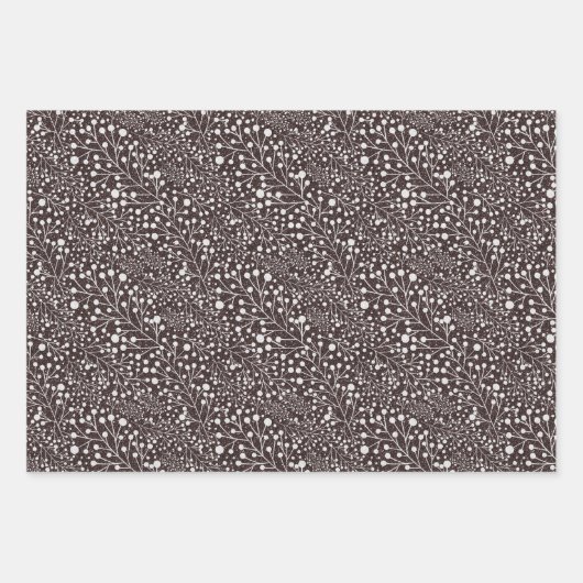 Bärenpfähle, Twigs, Berries, Brauner Glitzer W Geschenkpapier Set (Vorderseite)