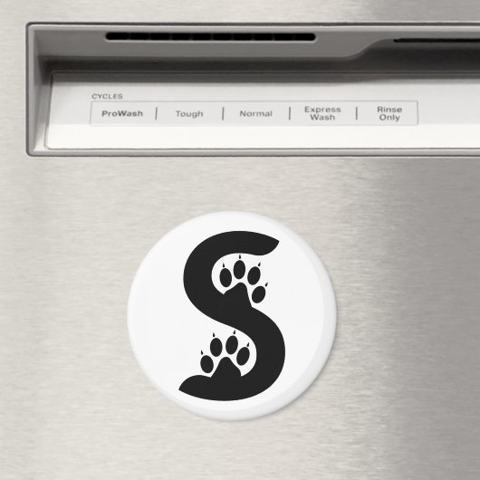 Bärenpfotenabdrücke Buchstabe S Monogramm Magnet (In Situ (Geschirrspüler))