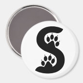 Bärenpfotenabdrücke Buchstabe S Monogramm Magnet (Vorderseite/Rückseite)