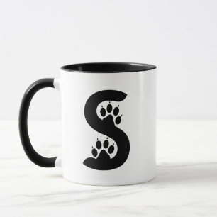 Bärenpfotenabdrücke Buchstabe S Monogramm Tasse