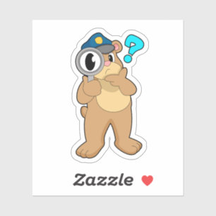 Bärenpolizist Magnifying Glas Aufkleber