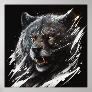 Bärenportrait Tiermalerei Abenteuer Natur Poster