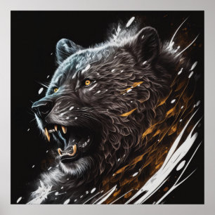 Bärenportrait Tiermalerei Abenteuer Natur Poster