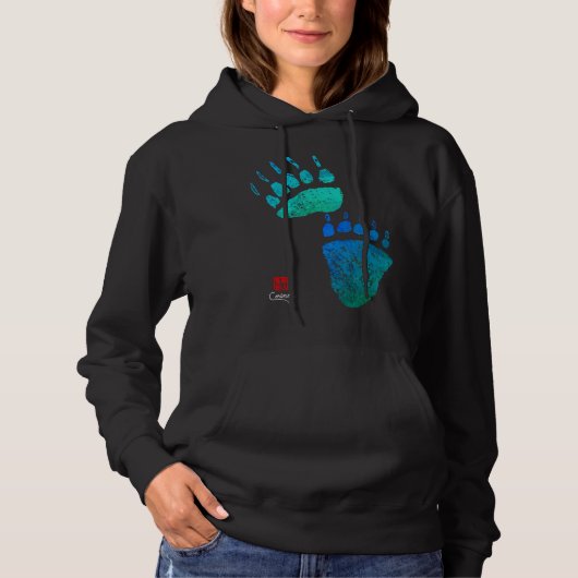 Bärenpranken blau/Grün - Hoodie-Kleid Hoodie (Vorderseite)