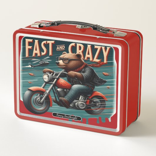 Bärenradfahrer-Abenteuer! Metall Brotdose (Rückseite)