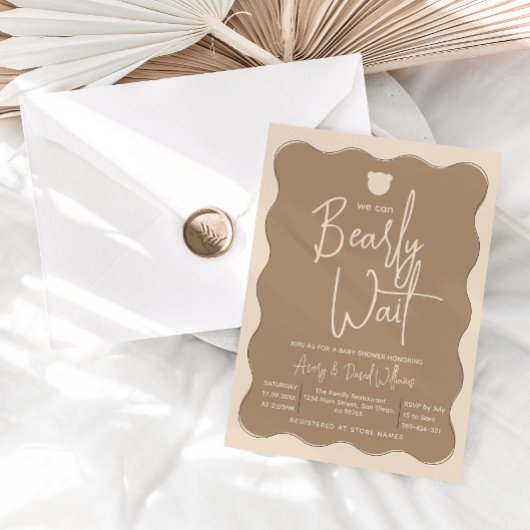 Bärenrahmen Handgezeichnet einfache Babydusche Einladung