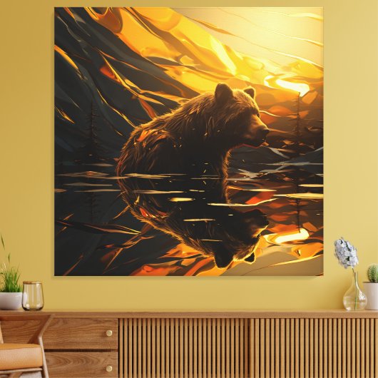 Bärenreflektion Leinwanddruck (Insitu (Wohnzimmer))