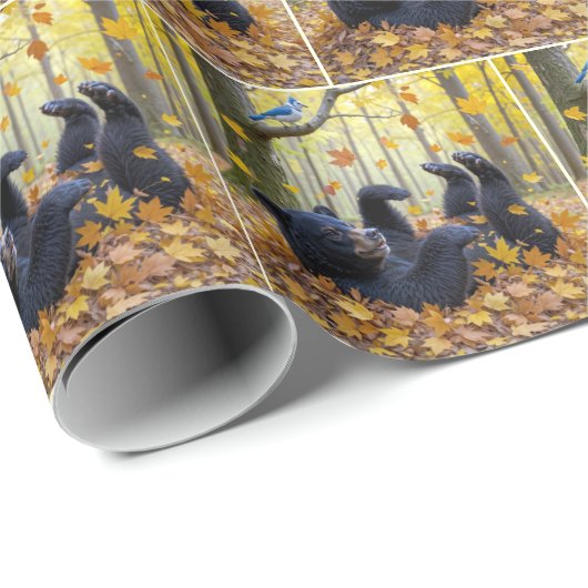 Bärenrollen im Herbst Geschenkpapier (Rolleneckpunkt)