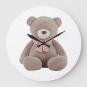 Bärenrosa-Cartoon Große Wanduhr (Vorderseite)