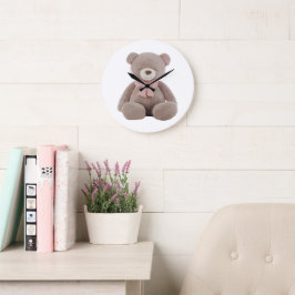 Bärenrosa-Cartoon Große Wanduhr