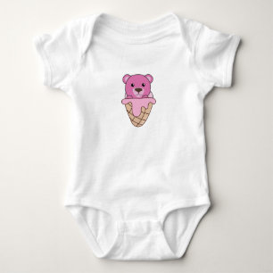 Bärenrosa Eiscreme Waffeln Niedliche Tiere für Kin Baby Strampler