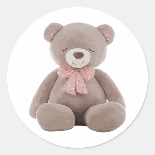 Bärenrosa Runder Aufkleber (Vorderseite)