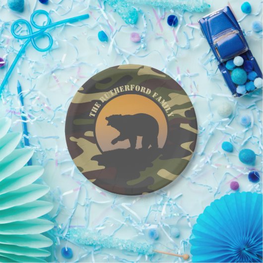 Bärenrost und Camouflage Pappteller (Party)