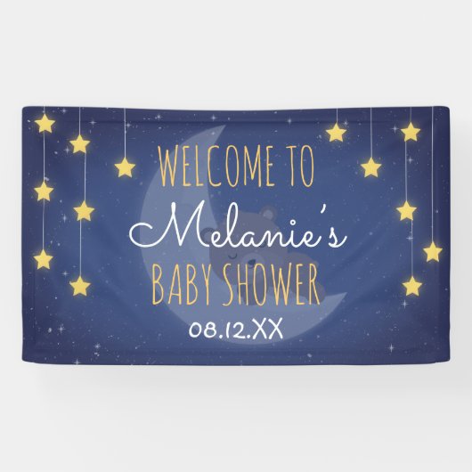 Bärenschläfer Liebe Sie die Mond-Back-Baby-Dusche Banner (Horizontal)