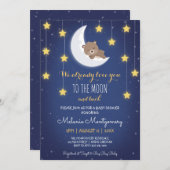 Bärenschläfer Liebe Sie die Mond-Back-Baby-Dusche Einladung (Vorne/Hinten)